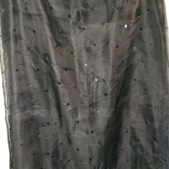 GIORGIO ARMANI BLACK LONG SILK SEQUIN MAXI SKIRT WITH SLIT - Picture 3 of 14